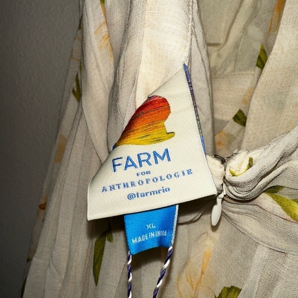 NWT FARM RIO X ANTHROPOLOGIE V-NECK FLORAL CHIFFON MAXI DRESS XL spring vacation - Picture 10 of 12